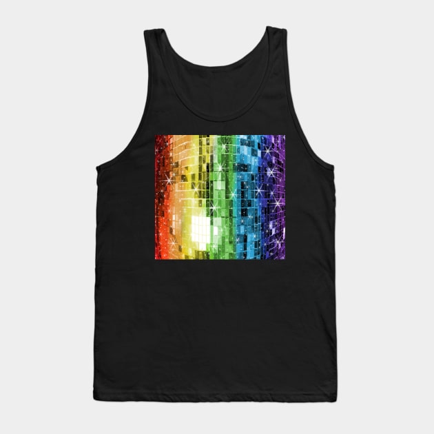 Twinkle Rainbow Disco Ball Pattern Tank Top by Art by Deborah Camp